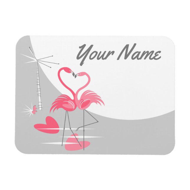 Landskapet Flamingo Kärlek Stora Måne Namn Magnet (Horisontell)