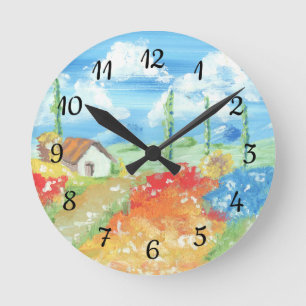 Landskapet i Tuscany Rund Klocka
