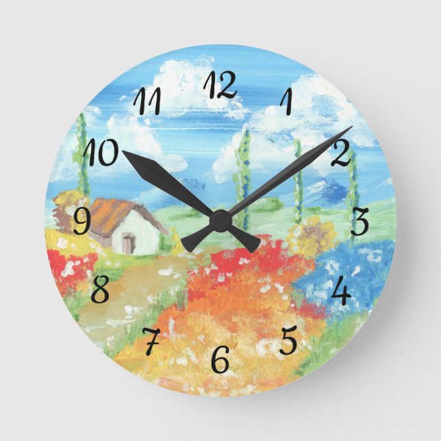 Landskapet i Tuscany Rund Klocka (Framsida)