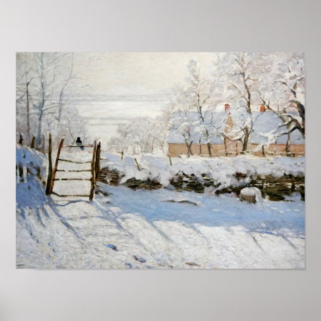 Landskapet Magpie (1868-1869) Claude Monet snö Poster (Framsidan)
