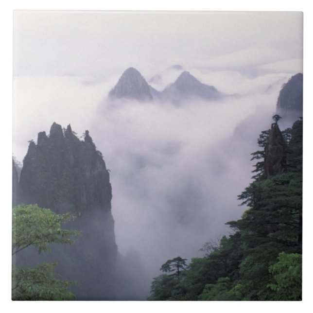 Landskapet Mt. Huangshan (Gult Mountain) i Kakelplatta (Framsidan)