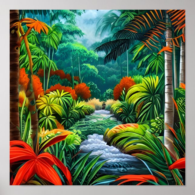 Landskapet Porträtt i en jungle Poster (Framsidan)