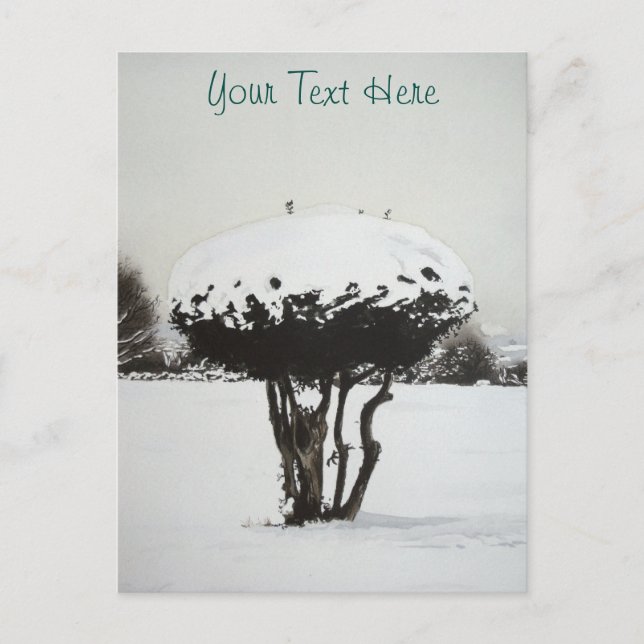 Landskapet säsong vid snö vid jul helg vykort (Framsida)