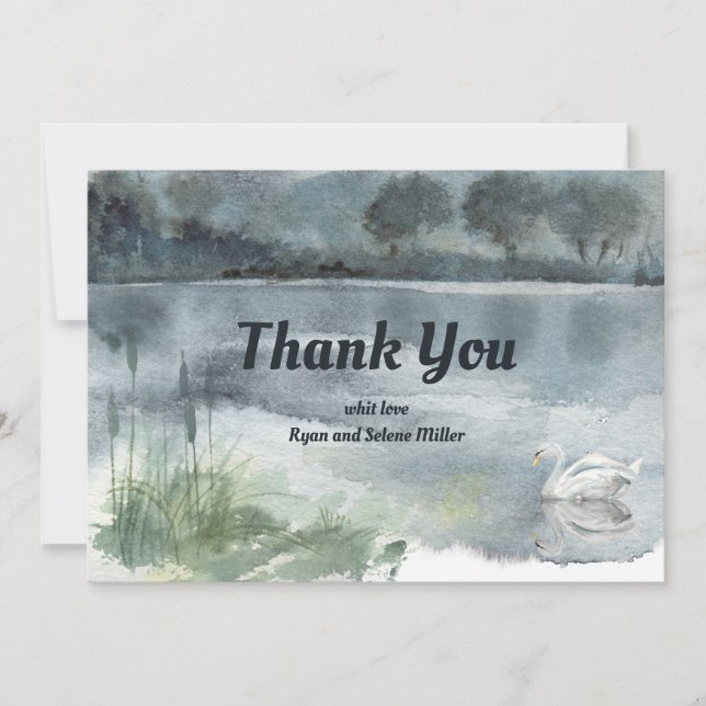 Landskapet sjö med svanar tack kort (Framsida)