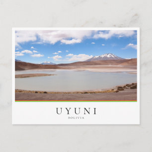 Landskapet sjö med vulkanen nära Uyuni, Bolivia Vykort
