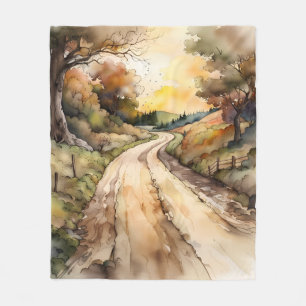 Landskapet Sunset Land Road Fleecefilt