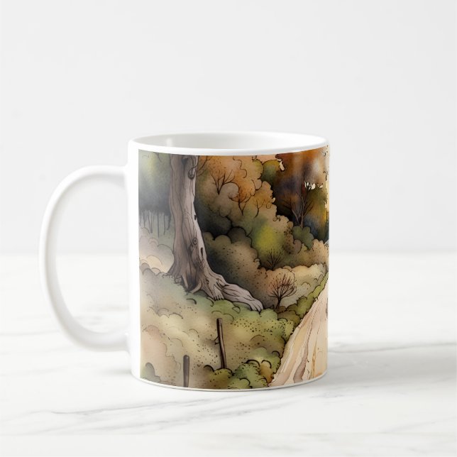 Landskapet Sunset Land Road Kaffemugg (Vänster)