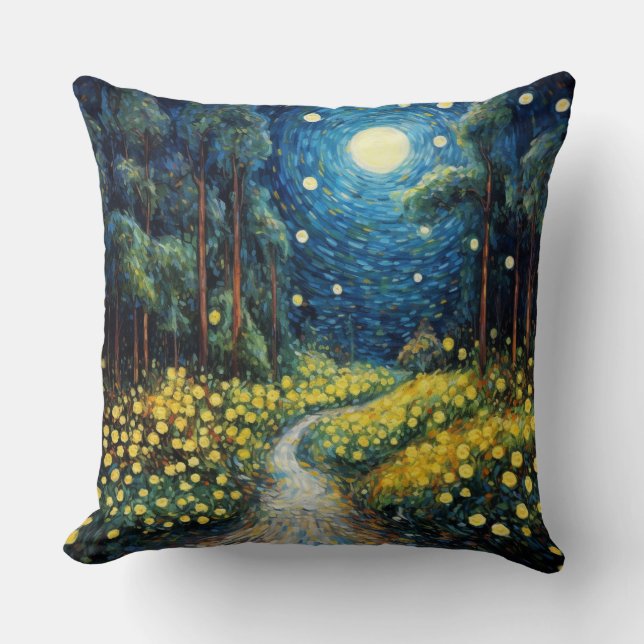 Landskapets accentkudde vid Väg vid Van Gogh Stil  Kudde (Framsida)