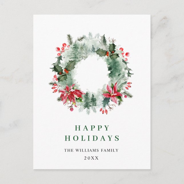 Landskapets årshelg Holly Berry Gräs-skogen Jul Vykort (Framsida)