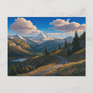 Landskapets Hyper-Realistic Mountain Oljemålning Vykort