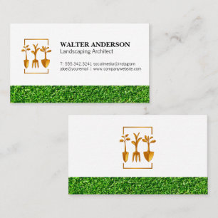 Landskapning Verktyg Logotyp Skinnad gräs Visitkort