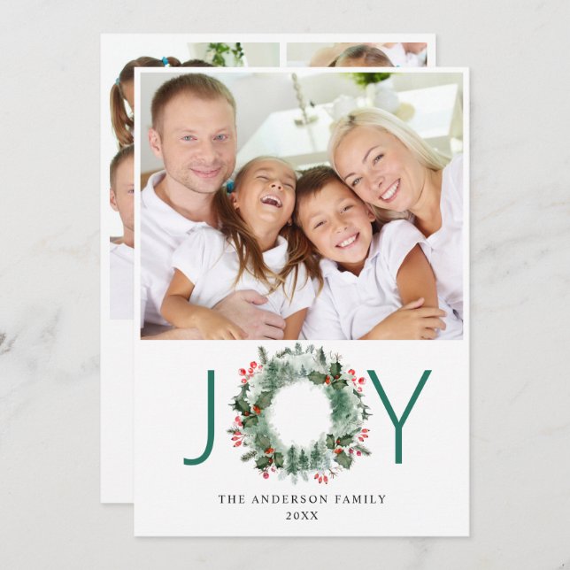 Landskaps Krans Holly Bär Tall FOTO Hälsning Julkort (Fram/baksida)