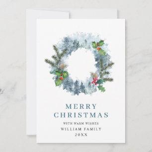 Landskaps Krans Jul Julhagtorn Bär Hälsning Julkort