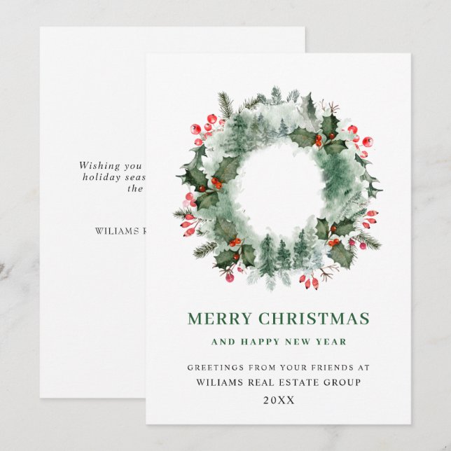 Landskaps Krans Julbär Tall Skog Jul Julkort (Fram/baksida)