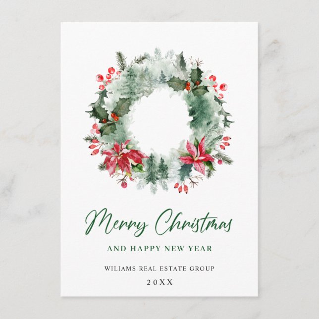 Landskaps Krans Julbär Tall Skog Jul Julkort (Framsida)