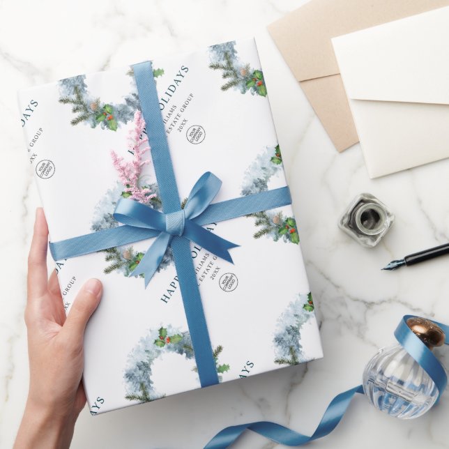 Landskaps Krans Julbär Tall Skog Jul Presentpapper (Gifting)