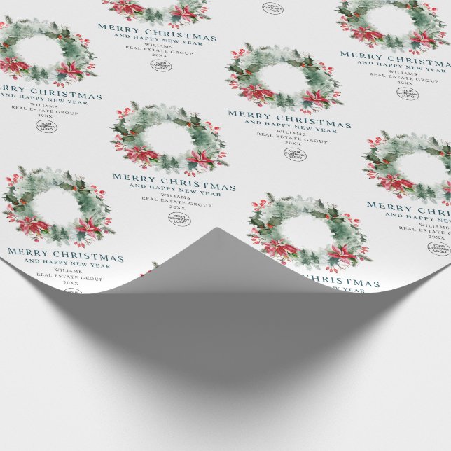 Landskaps Krans Julbär Tall Skog Jul Presentpapper (Hörn)