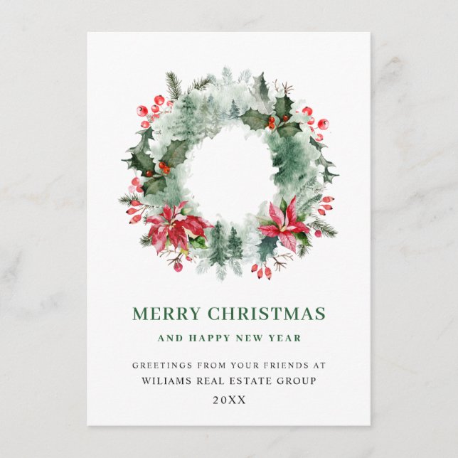 Landskaps Krans Julgran Holly Bär Jul Julkort (Framsida)