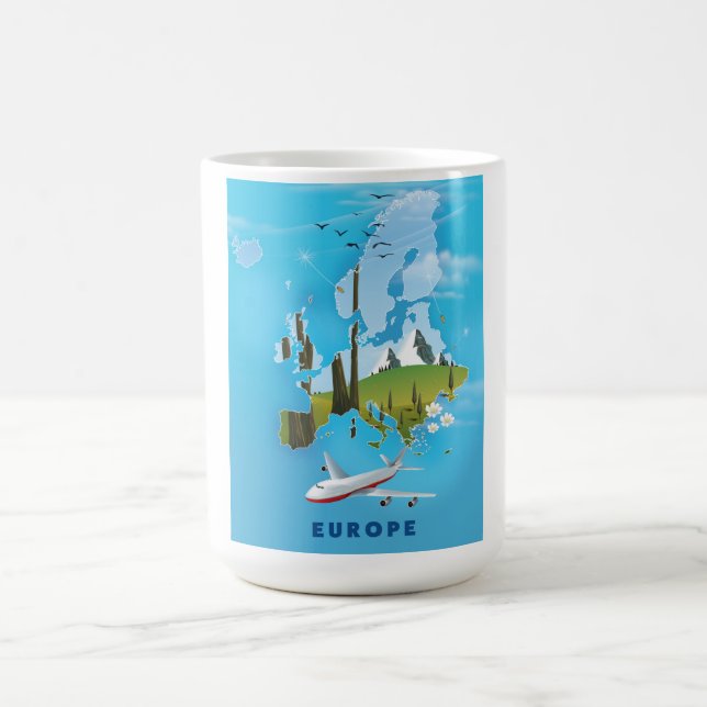 Landskapsaffisch för Europa Karta Magisk Mugg (Center)