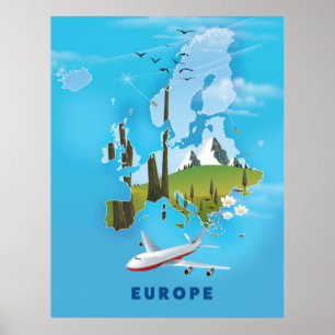 Landskapsaffisch för Europa Karta Poster