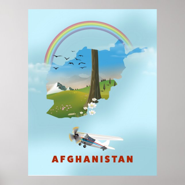 Landskapsaffisch för Karta i Afghanistan Poster (Framsidan)