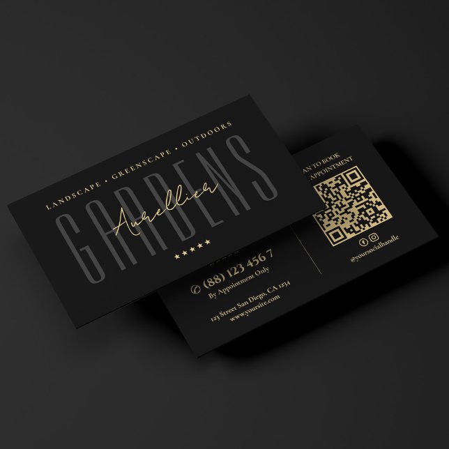 Landskapsartist Trädgård Botaniker Svart  Visitkort (Landscape Artist Garden Botanist Black Business Card
)