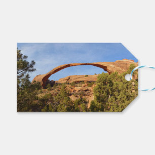 Landskapsbåge i Arches nationalpark Presentetikett