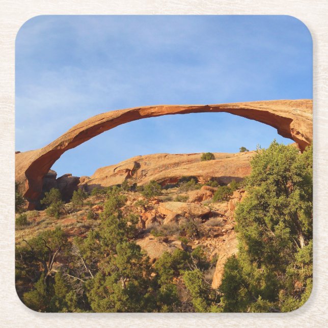 Landskapsbåge i Arches nationalpark Underlägg Papper Kvadrat (Framsidan)