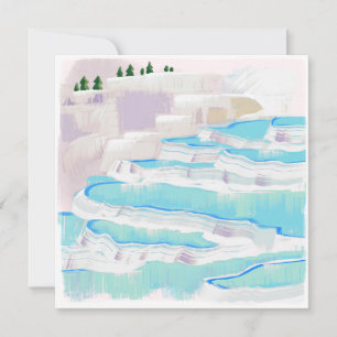 Landskapsblå Pamukale painterly Julkort