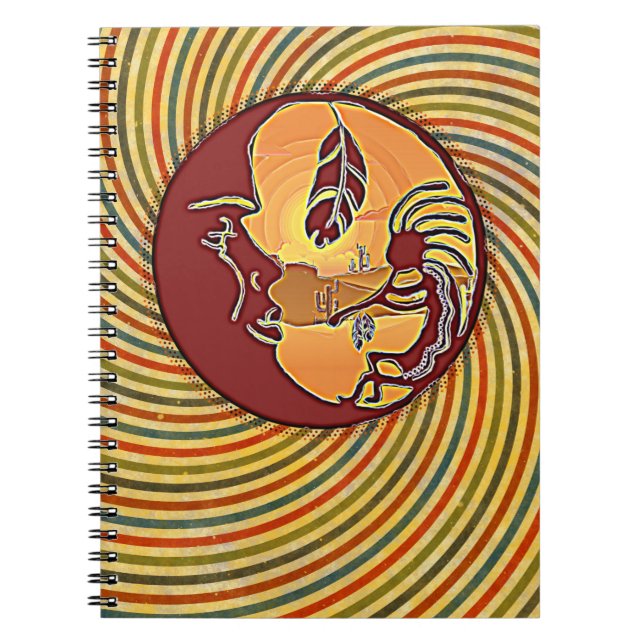 Landskapsbutton - Kokopelli Moon Feather 1 Anteckningsbok (Framsidan)