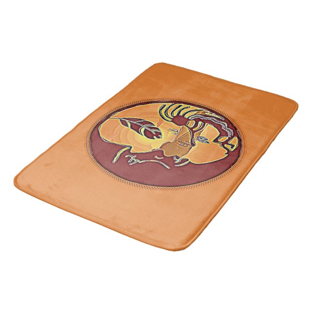 Landskapsbutton - Kokopelli Moon Feather 1 Badrumsmatta (Vinklad)
