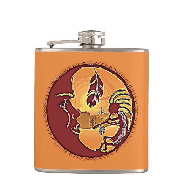 Landskapsbutton - Kokopelli Moon Feather 1 Fickplunta (Framsidan)