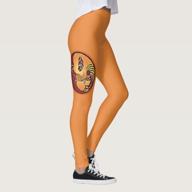 Landskapsbutton - Kokopelli Moon Feather 1 Leggings (Höger)