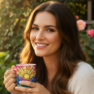 Landskapsfärgat glas kaffemugg kopp present