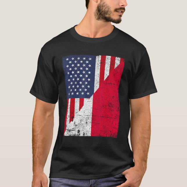 Landskapsflagga Halva USA Halva Polen T Shirt (Framsida)