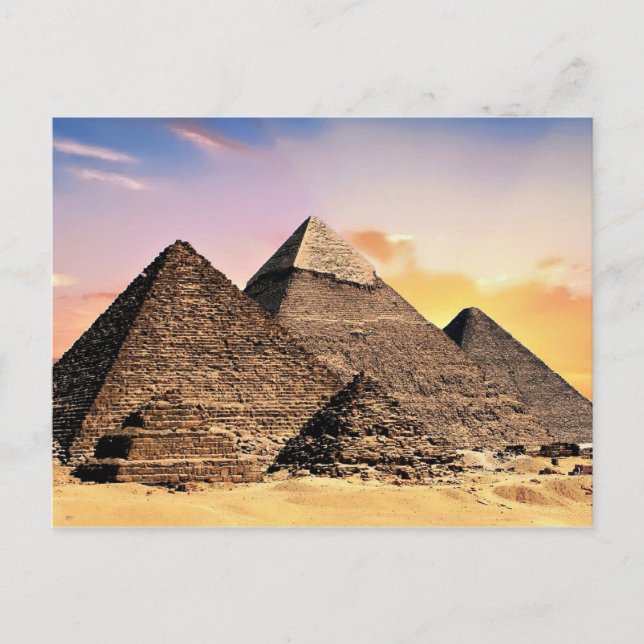 Landskapsfoto av egyptiska pyramider vykort (Framsida)