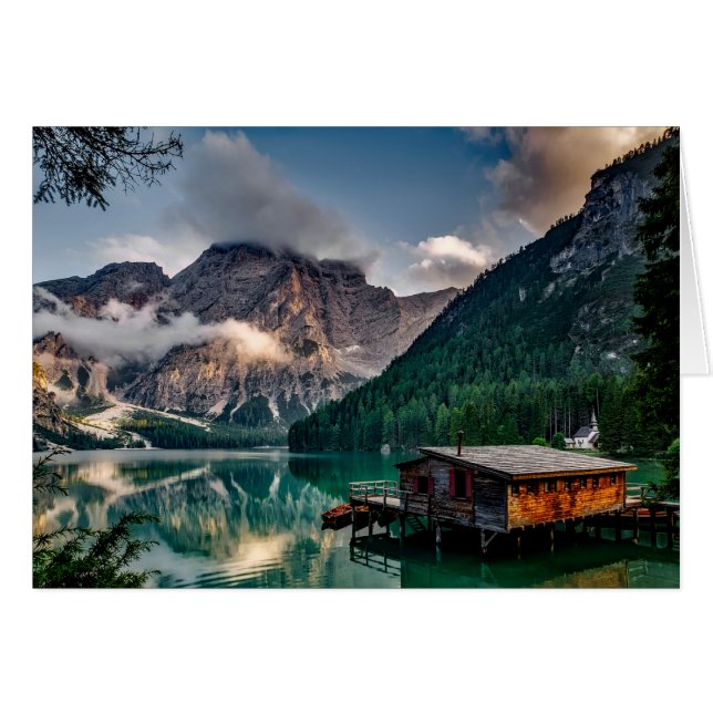 Landskapsfoto i italienska bergen Sjö Hälsningskort (Framsidan Horizontal)