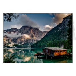Landskapsfoto i italienska bergen Sjö OBS Kort