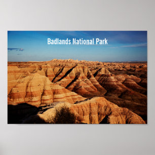 Landskapsfotografi av Badlands nationalpark Poster