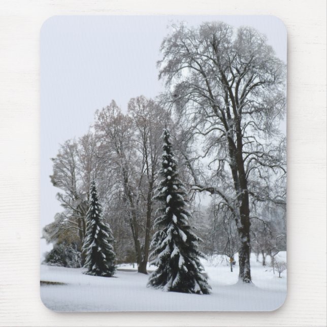 Landskapsgåvor för Winter Forest Mousepad Snö Musmatta (Framsidan)