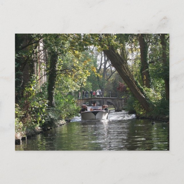 Landskapskanaler och båtar i Brygge City Belgium Vykort (Framsida)