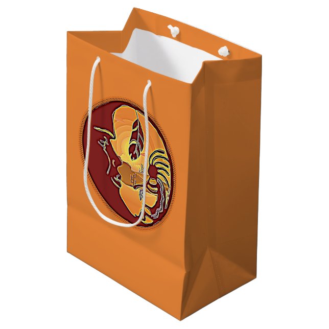 Landskapsknapp - Kokopelli Måne Feather 1 (Framsidan Vinklad)