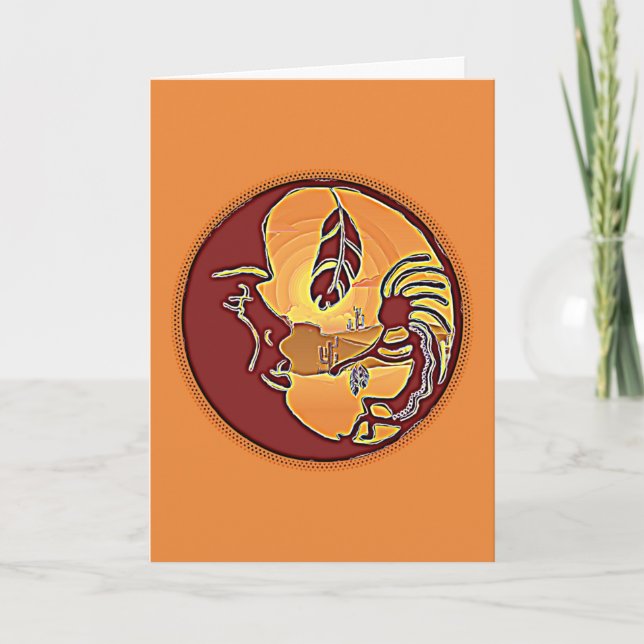 Landskapsknapp - Kokopelli Måne Feather 1 Kort (Framsida)