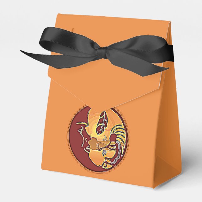 Landskapsknapp - Kokopelli Måne Feather 1 Presentaskar (Framsidan Sidan)