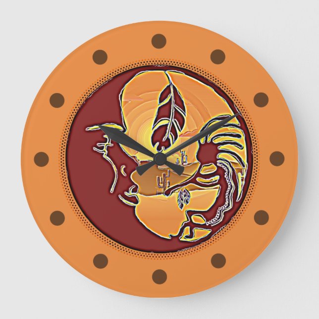 Landskapsknapp - Kokopelli Måne Feather 1 Stor Klocka (Framsida)