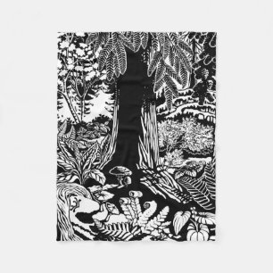 Landskapskonst - B&W Kanada Skogsblad Fleecefilt