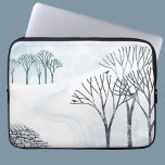 Landskapskonst för Winter Snö Laptop Fodral<br><div class="desc">En snöslandscen med träd och en torr stenvägg. Originalkonst av Nic Squirrell.</div>