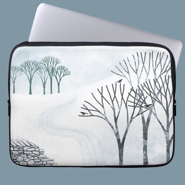 Landskapskonst för Winter Snö Laptop Fodral (Snowy winter landscape art padded laptop sleeve)