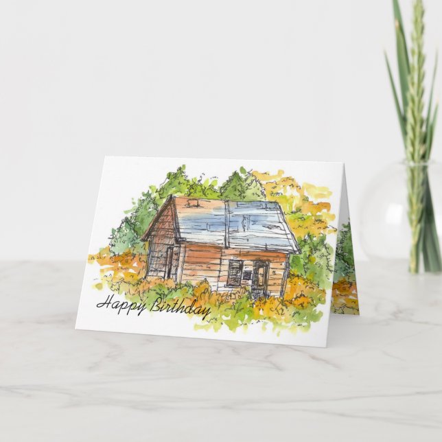Landskapskort för Cabin Pen och Bläck Sketch Kort (Framsida)