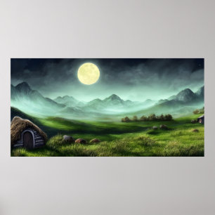 Landskapsmålning av ett lager i berget poster